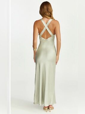 NWT Showpo Sage Satin Slip Midi Dress US size 8